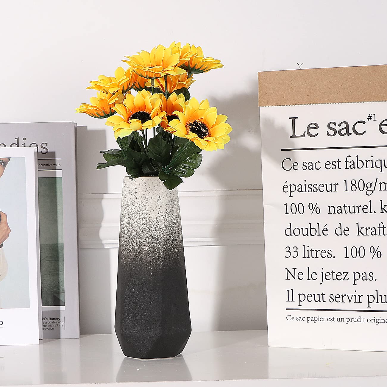 Amazon.co.jp: SANFERGE 幾何学模様セラミック花瓶 ホームオフィス装飾